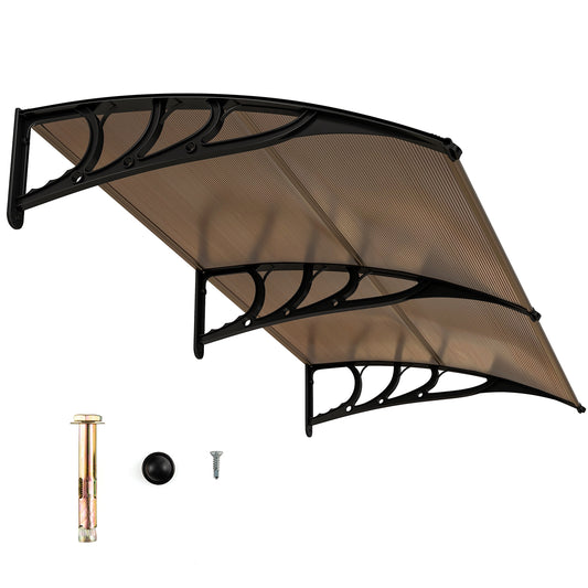 Outdoor Front Door Patio Overhang Awning, 80 x 40 Inch, Brown Outdoor Shades Brown at Gallery Canada