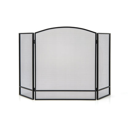 3-Panel Foldable Fireplace Screen, Wrought Metal Mesh, Black Fireplace Tools at Gallery Canada