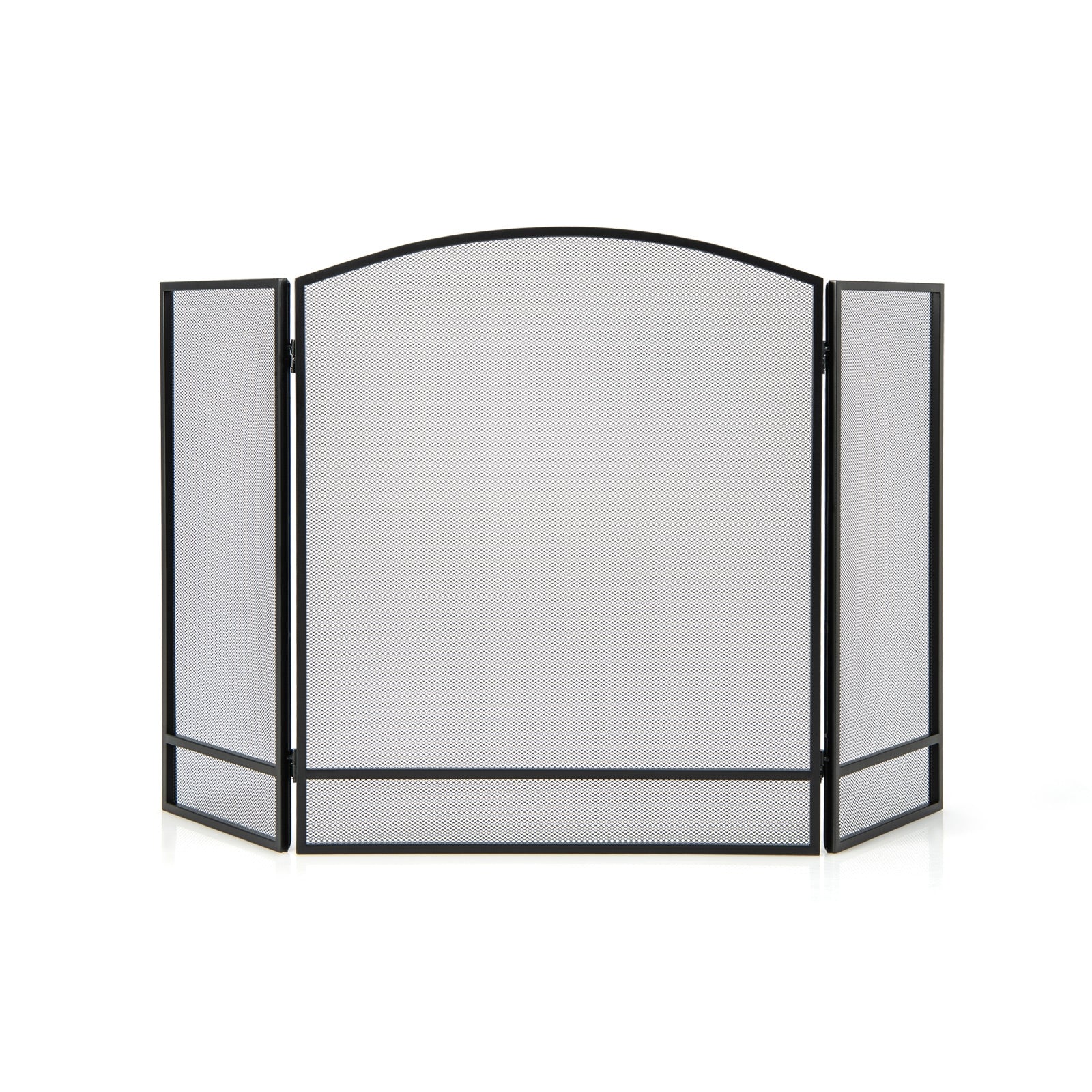 3-Panel Foldable Fireplace Screen, Wrought Metal Mesh, Black Fireplace Tools Black at Gallery Canada