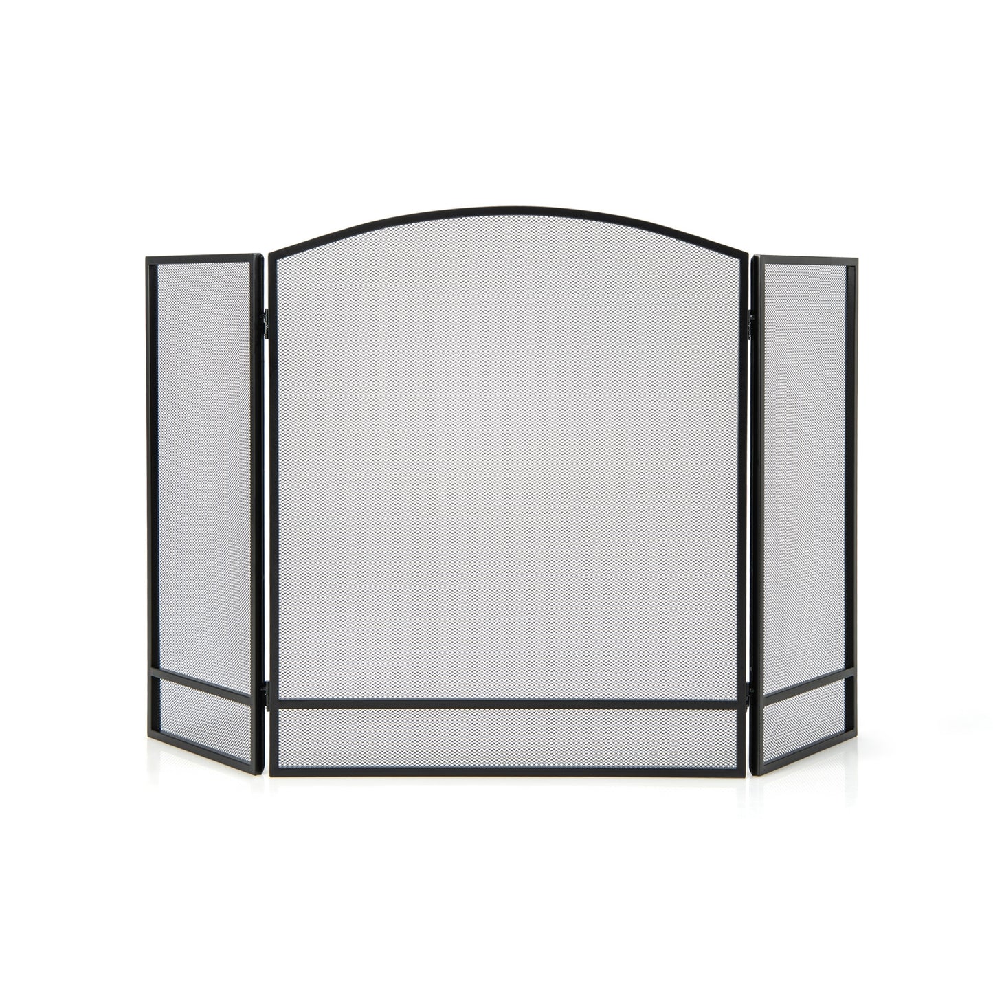 3-Panel Foldable Fireplace Screen, Wrought Metal Mesh, Black Fireplace Tools Black at Gallery Canada