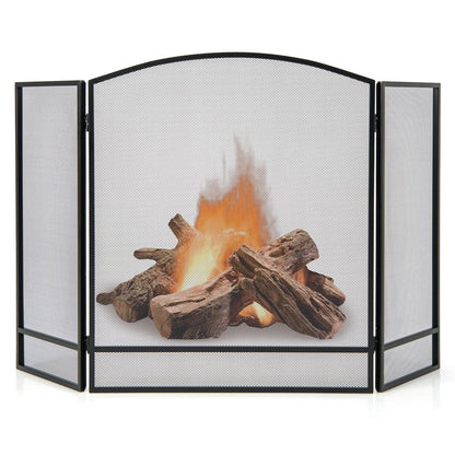 3-Panel Foldable Fireplace Screen, Wrought Metal Mesh, Black Fireplace Tools at Gallery Canada