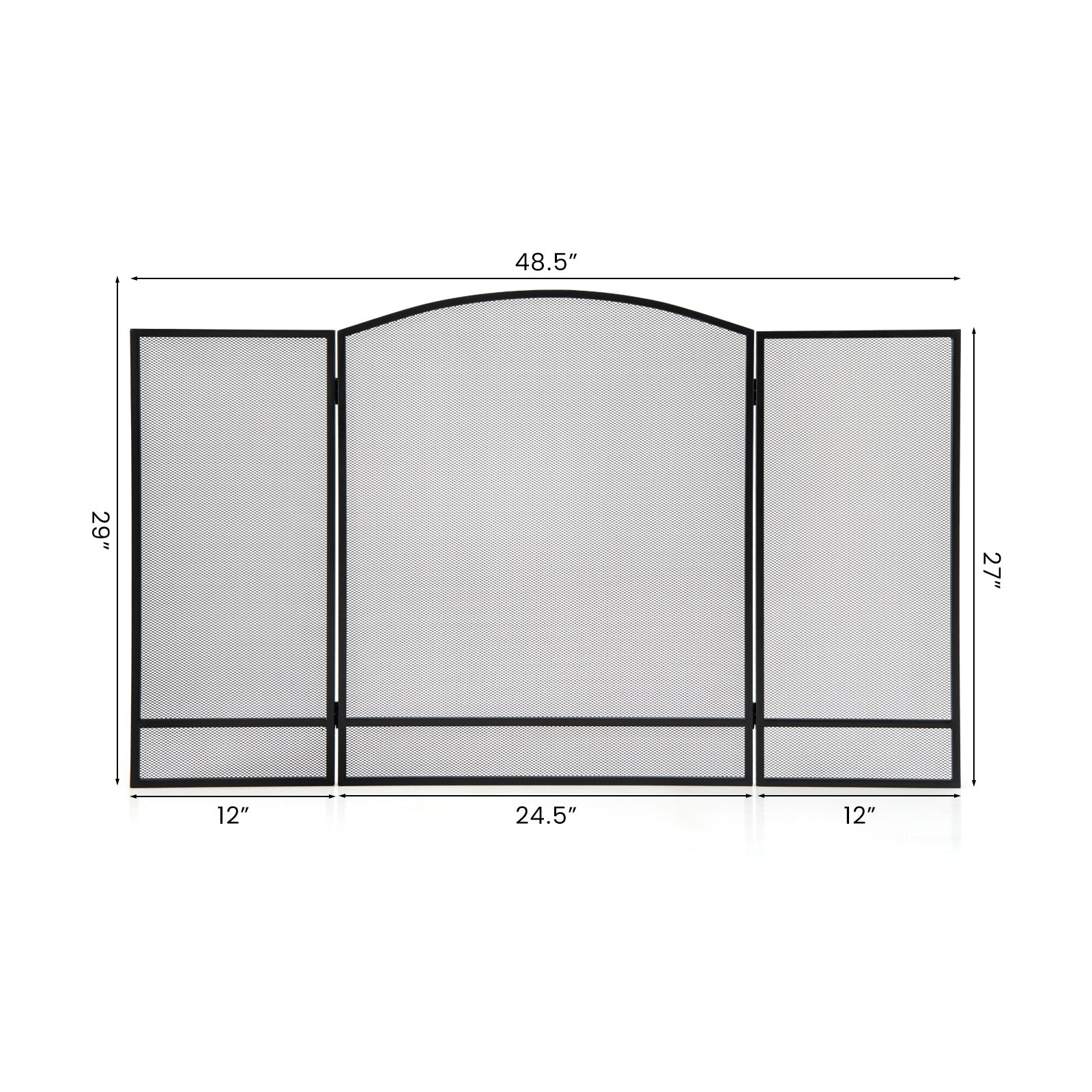 3-Panel Foldable Fireplace Screen, Wrought Metal Mesh, Black Fireplace Tools at Gallery Canada