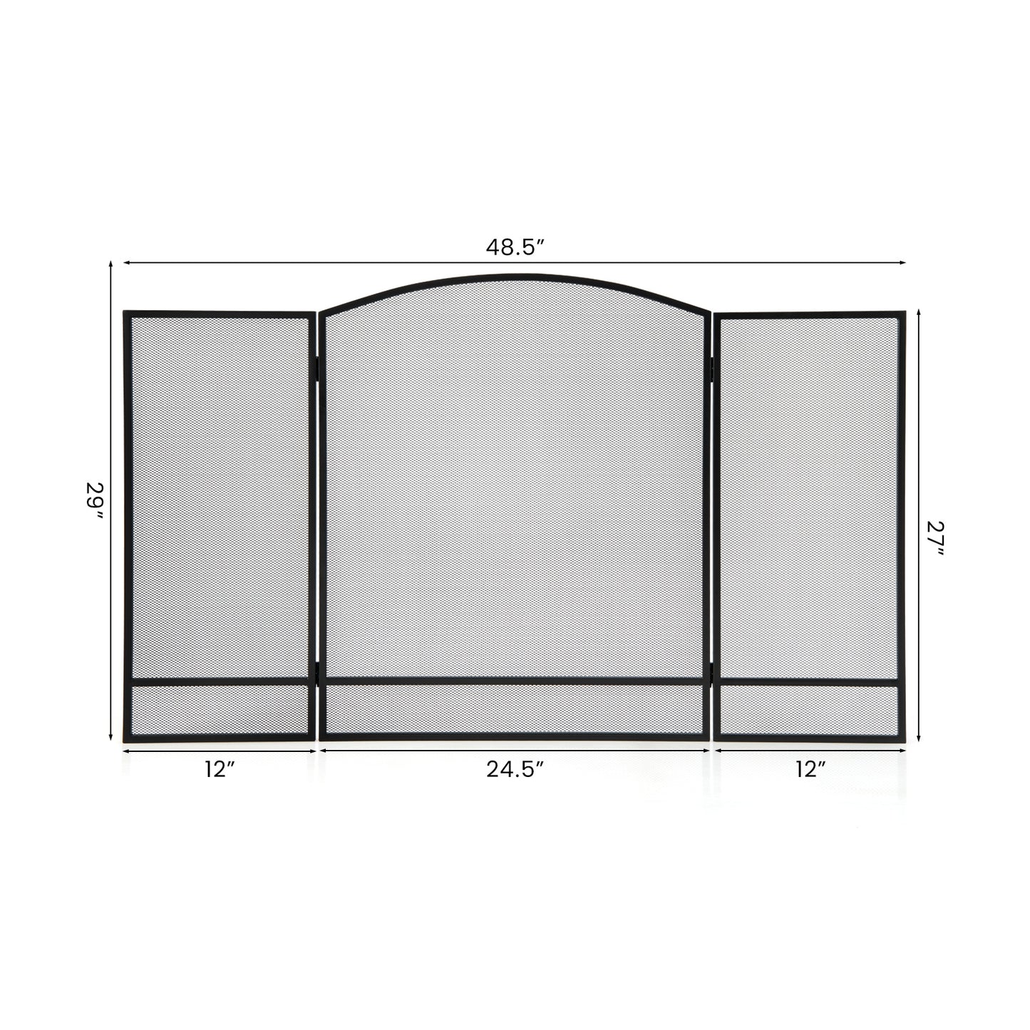 3-Panel Foldable Fireplace Screen, Wrought Metal Mesh, Black Fireplace Tools at Gallery Canada