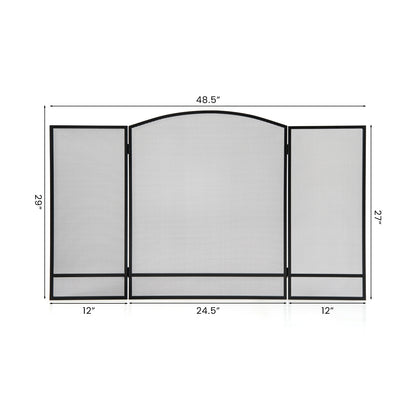 3-Panel Foldable Fireplace Screen, Wrought Metal Mesh, Black Fireplace Tools at Gallery Canada