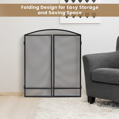3-Panel Foldable Fireplace Screen, Wrought Metal Mesh, Black Fireplace Tools at Gallery Canada