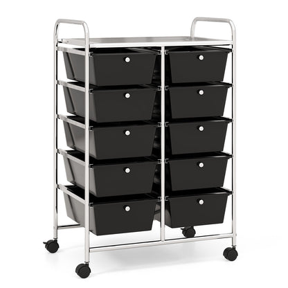 10-Drawer Rolling Storage Cart, Black File Cabinets at Gallery Canada