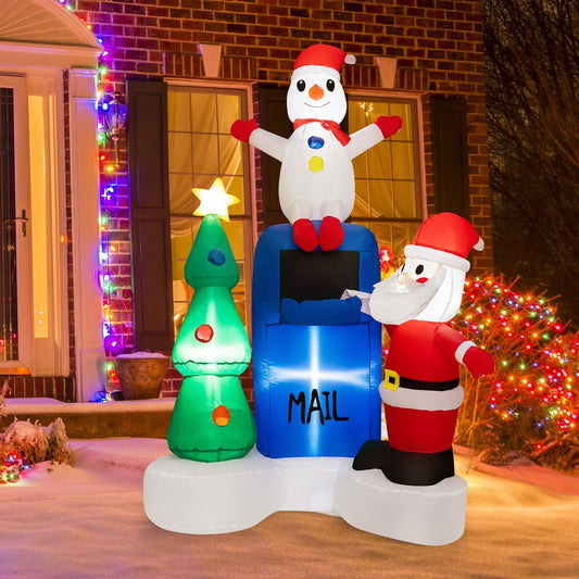 6 Feet Lighted Christmas Inflatable Mailbox Santa Claus Snowman Christmas Tree, Multicolor - Gallery Canada