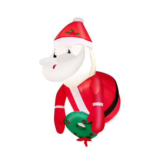 3.3 Feet Lighted Inflatable Santa Claus Broke Out from Window, Red - Gallery Canada