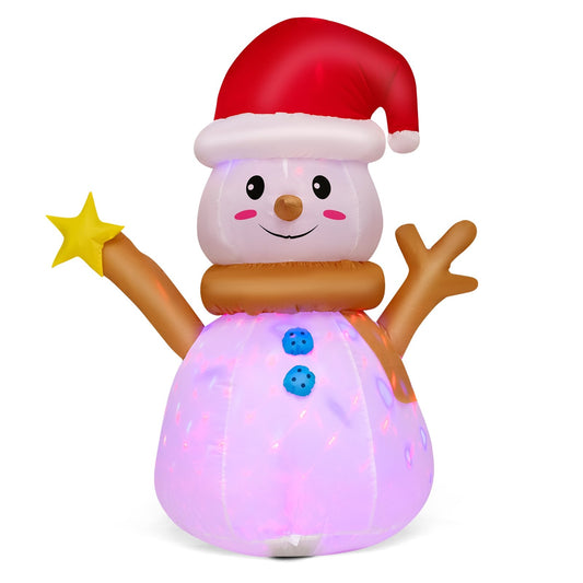 4 Feet Inflatable Christmas Snowman with 360° Rotating Colorful LED Light, Multicolor - Gallery Canada