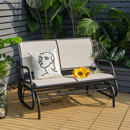 Swing Glider Chair 48 Inch Loveseat Rocker Lounge Backyard, Beige Patio Rocking Chairs & Gliders at Gallery Canada