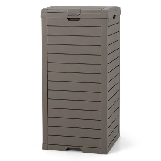 31 Gallon Large Outdoor Trash Can with Lid and Pull-out Liquid Drawer, Coffee