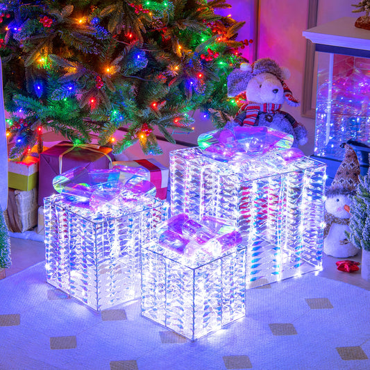 Set of 3 Iridescent Christmas Gift Boxes, Multicolor Christmas Decor & Accessories Multicolor at Gallery Canada