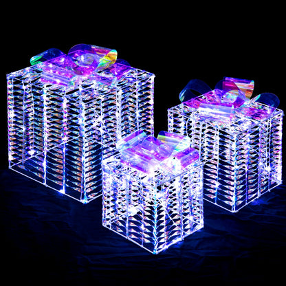 Set of 3 Iridescent Christmas Gift Boxes, Multicolor Christmas Decor & Accessories Multicolor at Gallery Canada