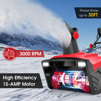 20 Inch 120V 15Amp Electric Snow Thrower with 180° Rotatable Chute, Red Snow Removal at Gallery Canada
