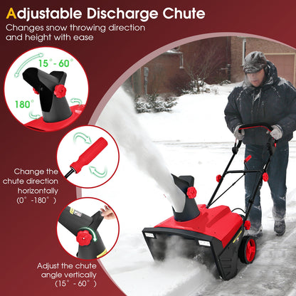 20 Inch 120V 15Amp Electric Snow Thrower with 180° Rotatable Chute, Red Snow Removal at Gallery Canada
