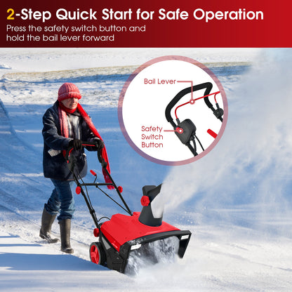 20 Inch 120V 15Amp Electric Snow Thrower with 180° Rotatable Chute, Red Snow Removal at Gallery Canada
