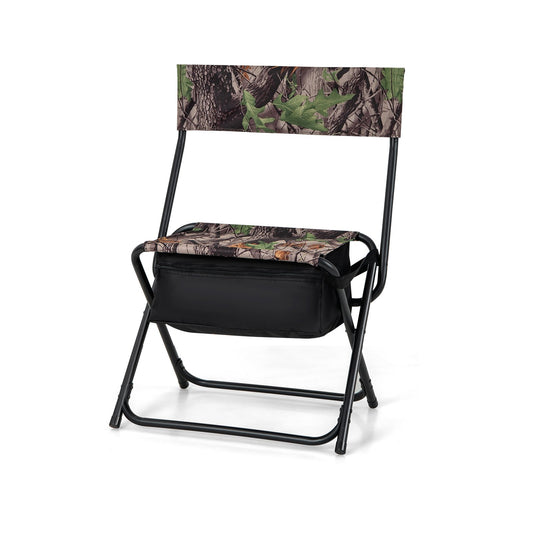 Foldable Patio Chair with Storage Pocket Backrest for Camping Hiking, Camouflage