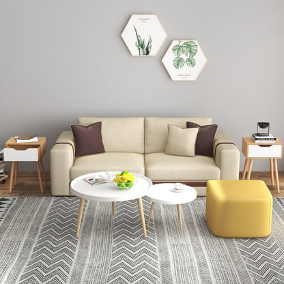 Set of 1/2 Modern Nightstand with Storage Drawer for Bedroom Living Room-2 Pieces, Natural Nightstands at Gallery Canada