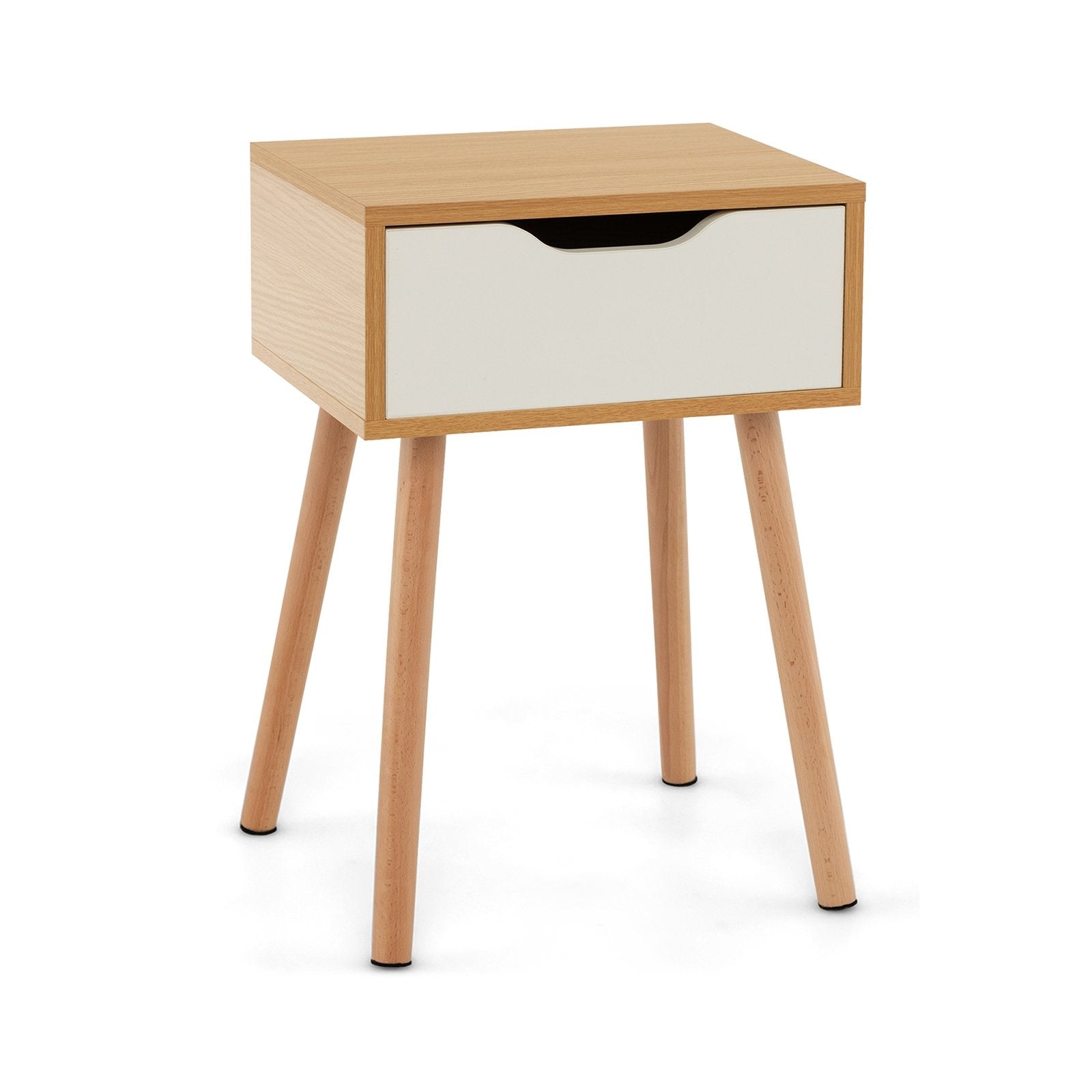 Set of 1/2 Modern Nightstand with Storage Drawer for Bedroom Living Room-1 Piece, Natural at Gallery Canada