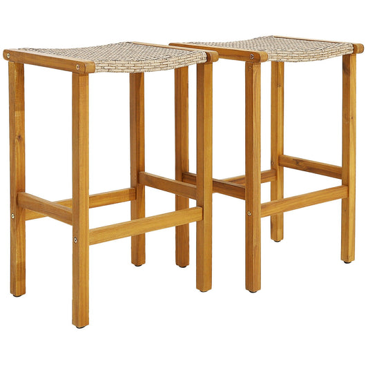 Patio Wood Bar Stools Set of 2/4-2Pieces, Natural - Gallery Canada