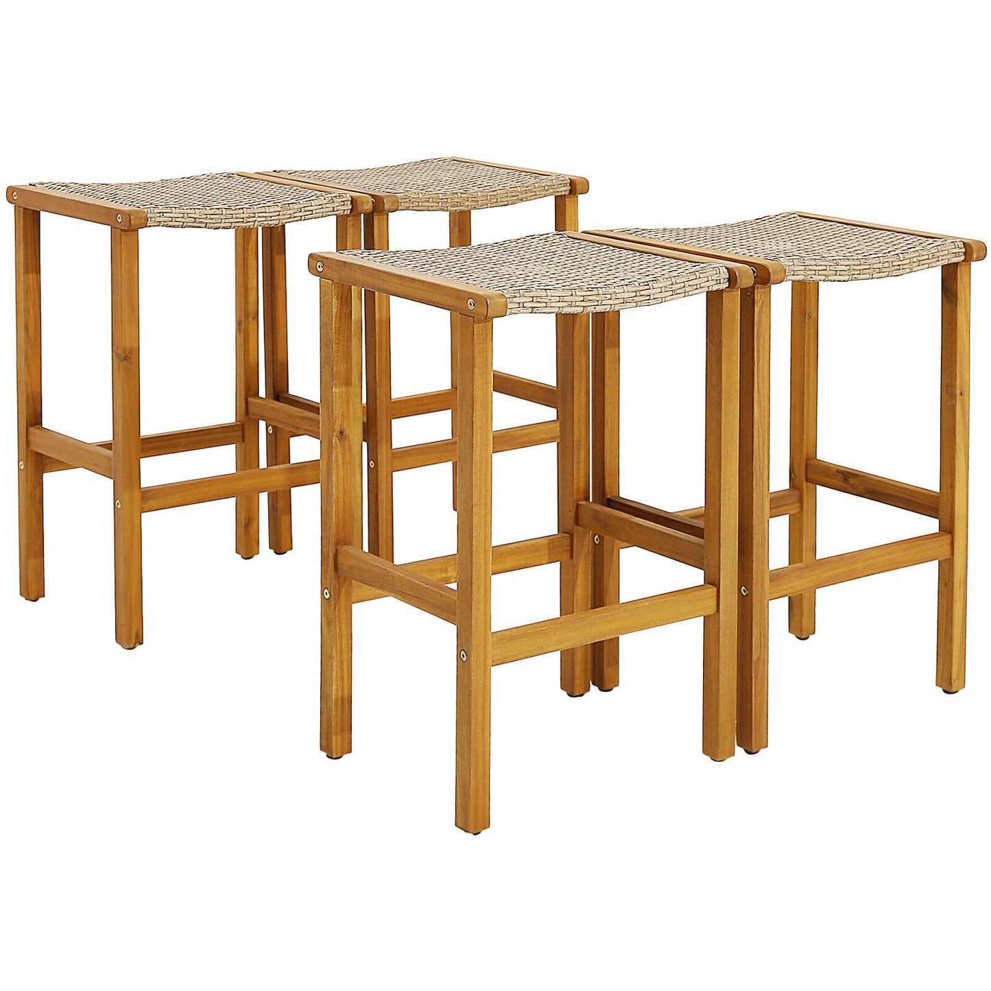 Patio Wood Bar Stools Set of 2/4-4 Pieces, Natural Patio Bar Furniture 4 Pieces at Gallery Canada