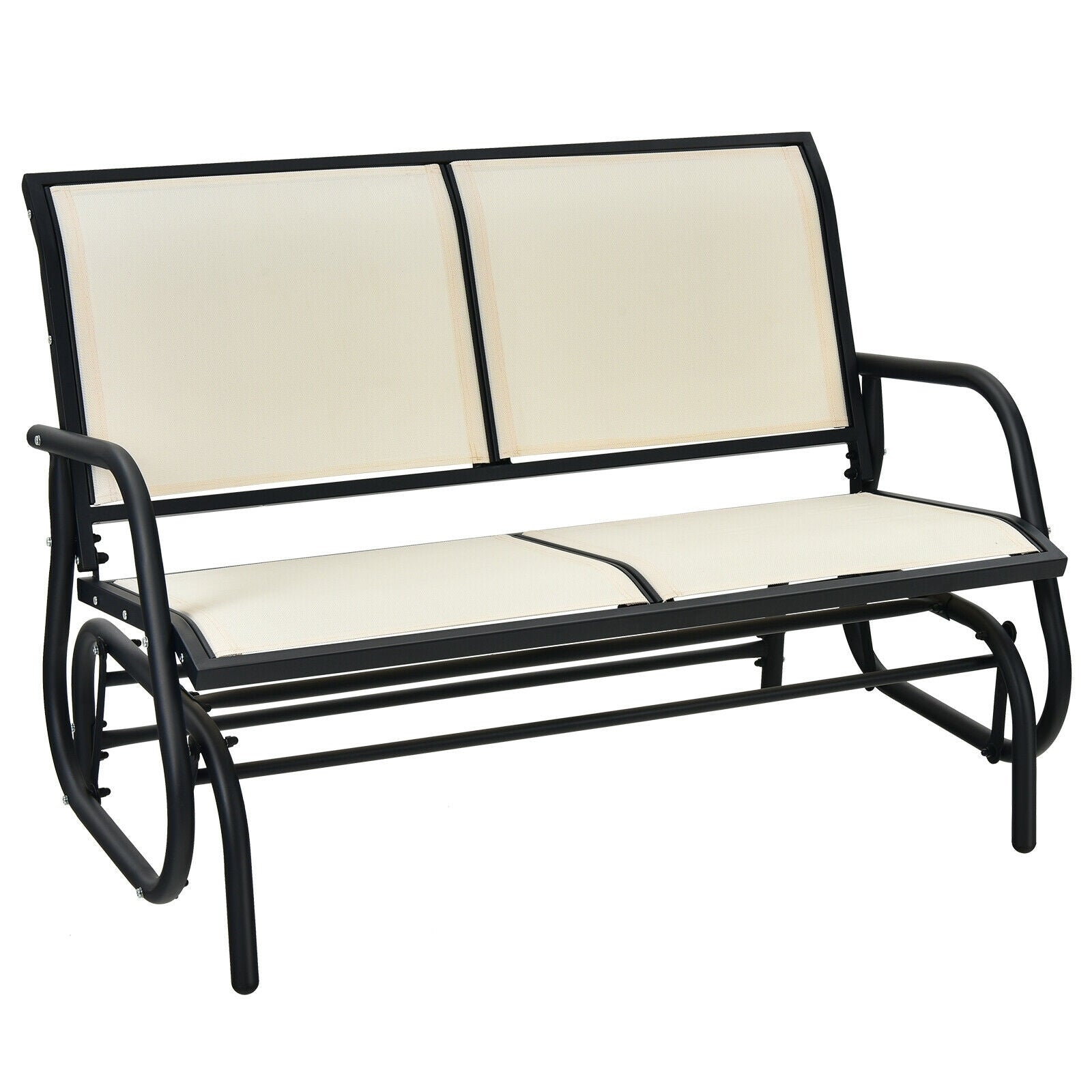 Swing Glider Chair 48 Inch Loveseat Rocker Lounge Backyard, Beige Patio Rocking Chairs & Gliders at Gallery Canada