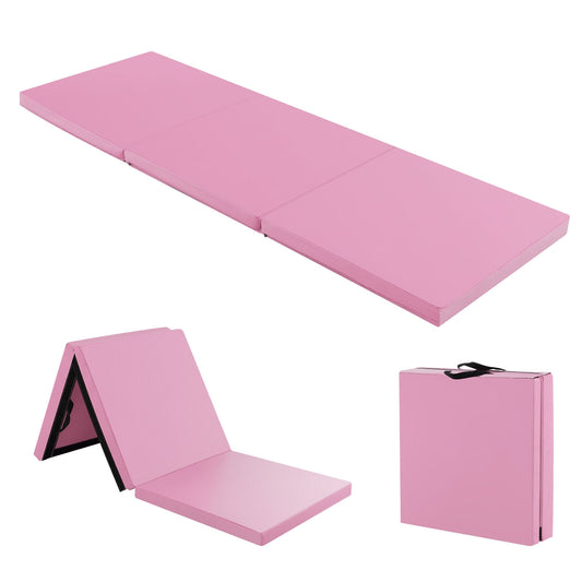 6 x 2 FT Tri-Fold Gym Mat, Handles, Removable Cover, Pink