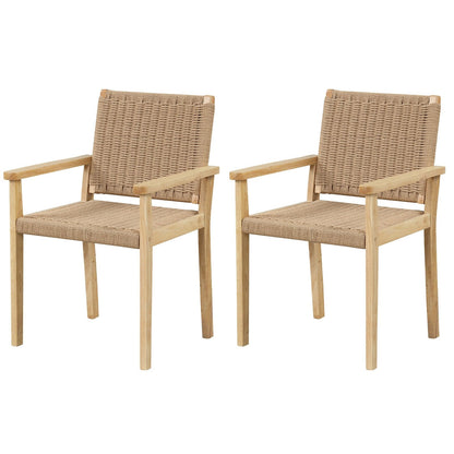 Indoor Outdoor Wood Chair Set of 2, Natural Patio Dining Chairs at Gallery Canada