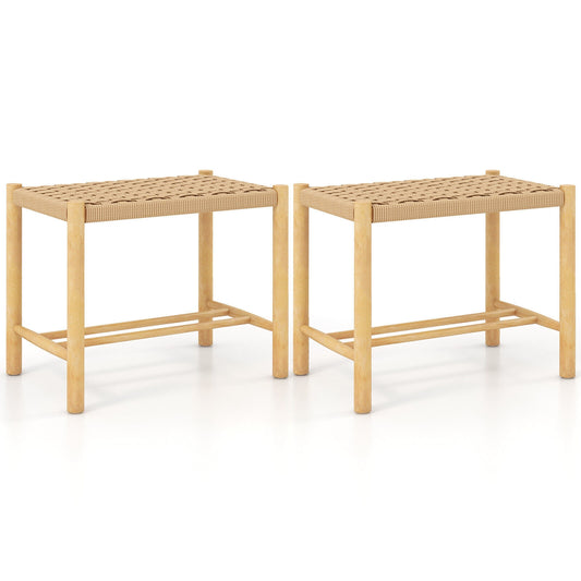 18 Inch Dining Stool Set, Natural, 2-Piece Bar Stools Natural at Gallery Canada