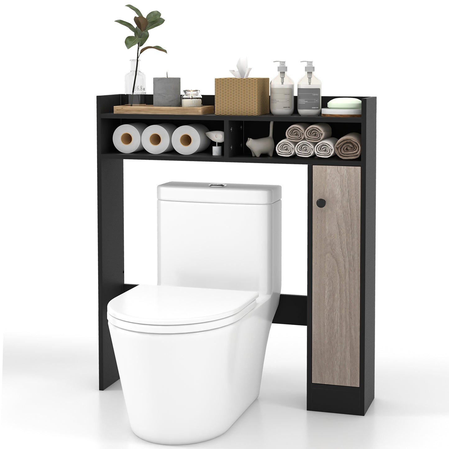 Bathroom Over the Toilet Floor Storage Organizer with Adjustable Shelves, Black Bathroom Etagere at Gallery Canada