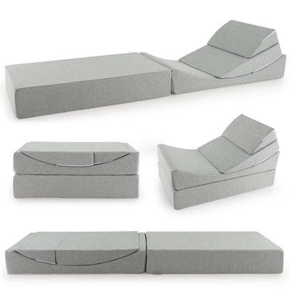 4-in-1 Convertible Folding Sofa Bed with High-Density Foam, Gray Bedding at Gallery Canada