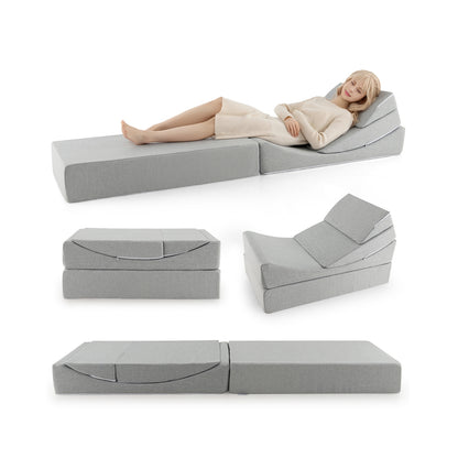 4-in-1 Convertible Folding Sofa Bed with High-Density Foam, Gray Bedding at Gallery Canada