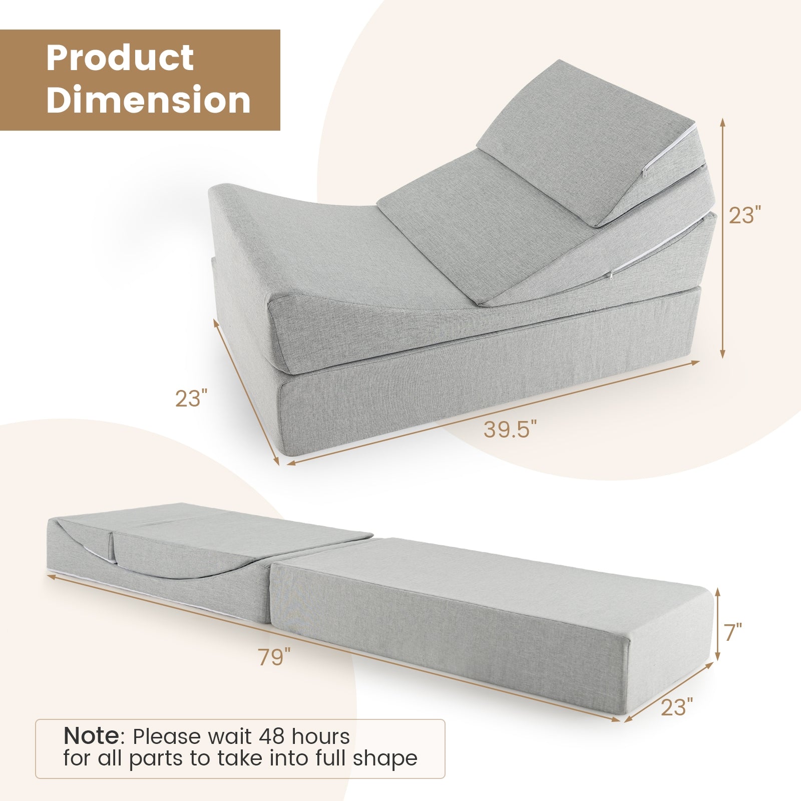 4-in-1 Convertible Folding Sofa Bed with High-Density Foam, Gray Bedding at Gallery Canada
