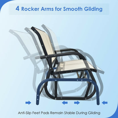 Swing Glider Chair 48 Inch Loveseat Rocker Lounge Backyard, Beige - Gallery Canada
