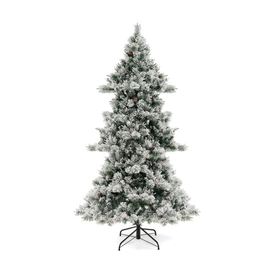 7 Feet Flocked Christmas Tree with Pine Needles, Green Christmas Tree Green at Gallery Canada