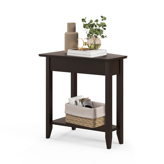 2-Tier Wedge Narrow End Table, Storage Shelf, Solid Wood Legs, Espresso End & Side Tables Espresso at Gallery Canada