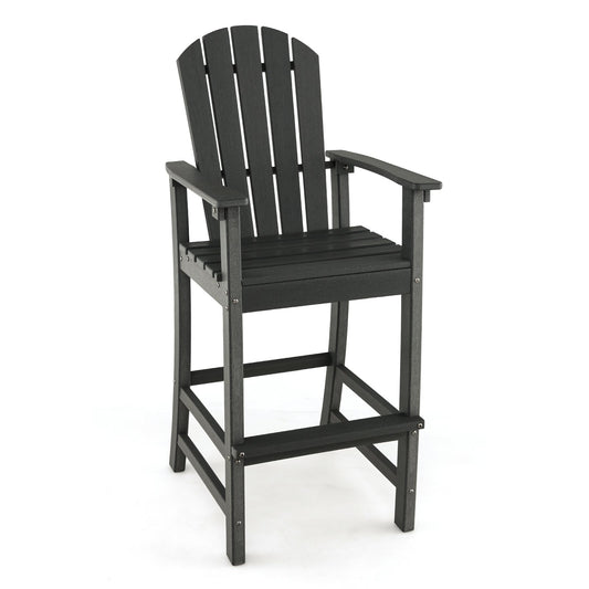 30 Inches Counter Height Outdoor HDPE Bar Stool with Armrests and Footrest, Black at Gallery Canada