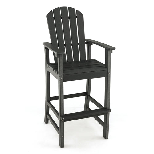 30 Inches Counter Height Outdoor HDPE Bar Stool, Black
