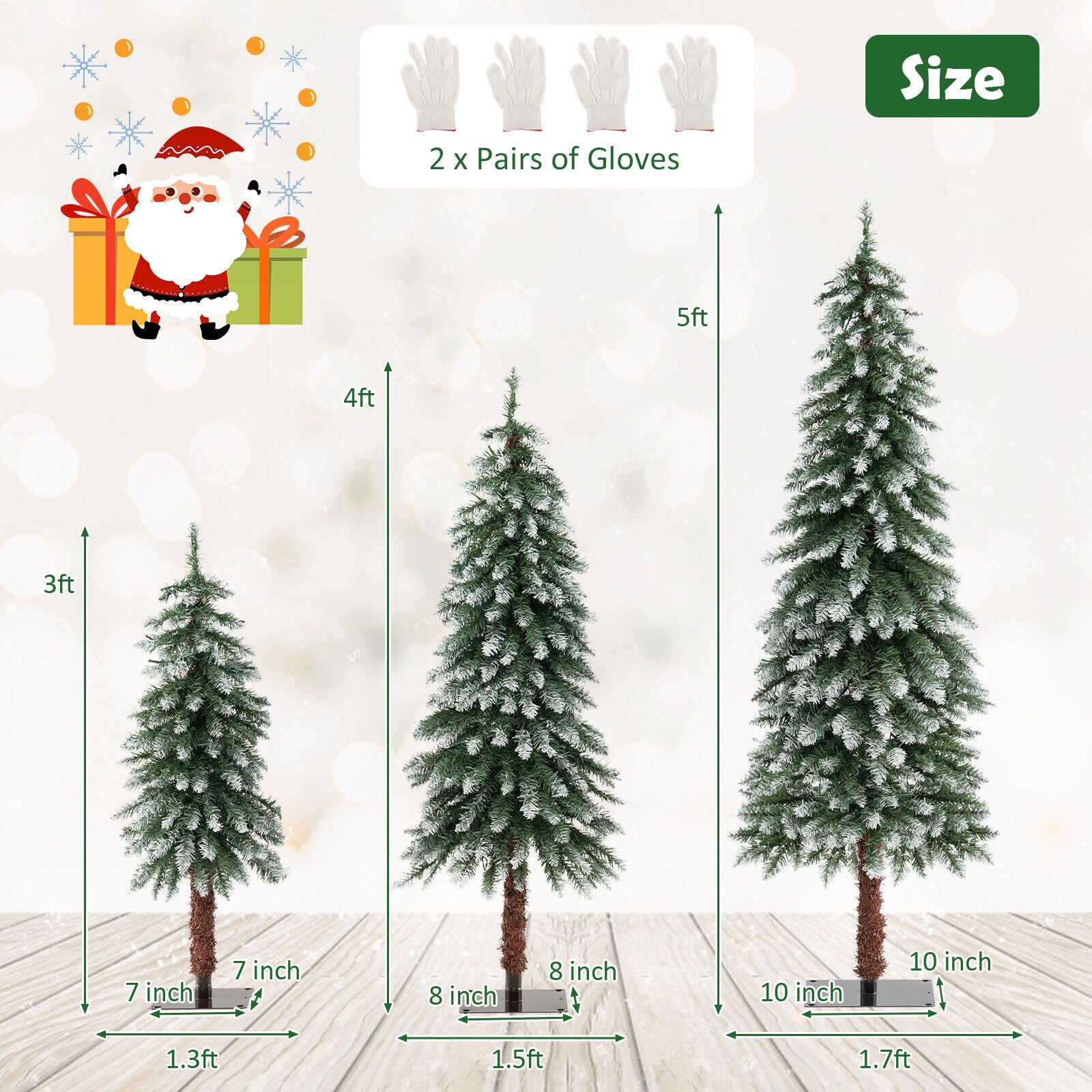 Pre-Lit Christmas Tree Set Of 3, Snowy Slim, Green Christmas Tree at Gallery Canada