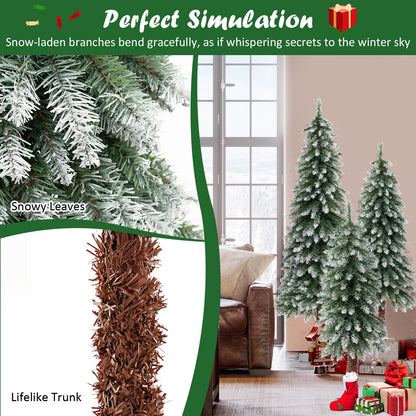 Pre-Lit Christmas Tree Set Of 3, Snowy Slim, Green Christmas Tree at Gallery Canada