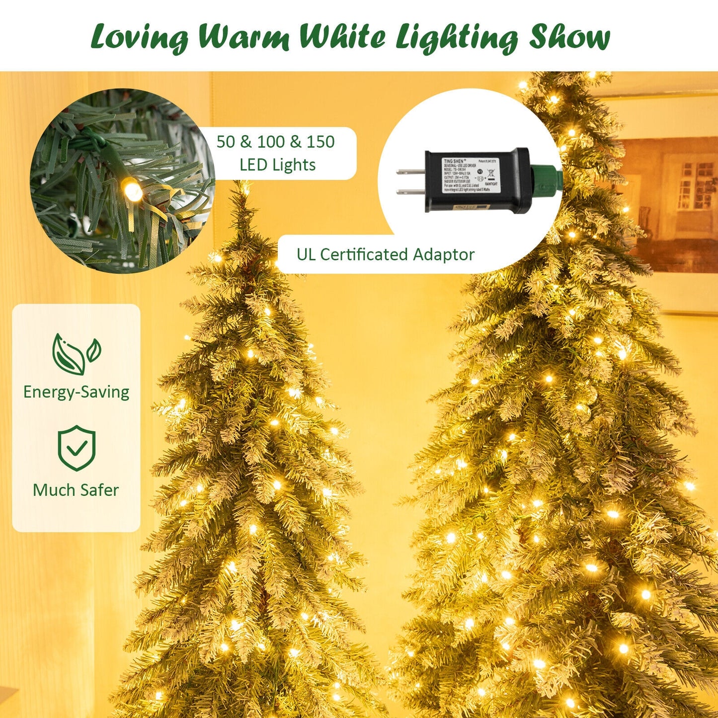 Pre-Lit Christmas Tree Set Of 3, Snowy Slim, Green Christmas Tree at Gallery Canada