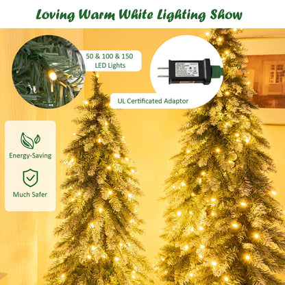 Pre-Lit Christmas Tree Set Of 3, Snowy Slim, Green Christmas Tree at Gallery Canada