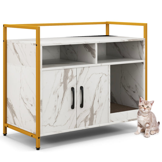 Hidden Cat Washroom, Double Doors, Scratch Cardboard, White