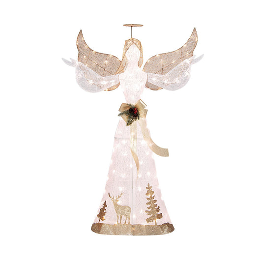 5 Feet Pre-lit 3D Glittered Christmas Angel with 100 Warm White Lights, White - Gallery Canada
