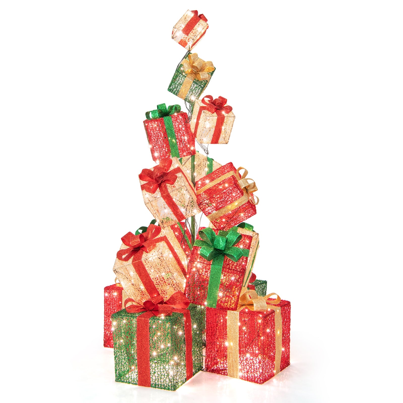 15 Stacked Lighted Christmas Gift Box Tower, 450 Warm White Lights, Multicolor Christmas Decor & Accessories at Gallery Canada