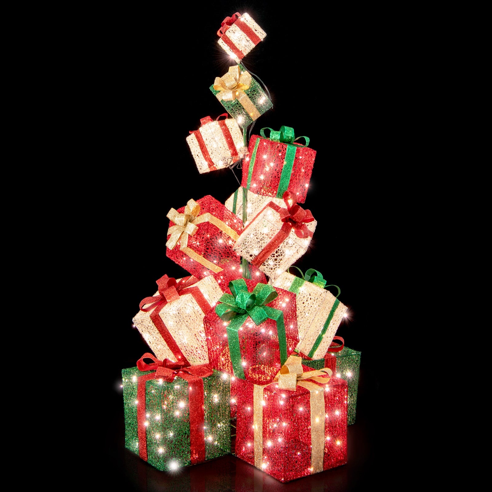 15 Stacked Lighted Christmas Gift Box Tower, 450 Warm White Lights, Multicolor Christmas Decor & Accessories at Gallery Canada
