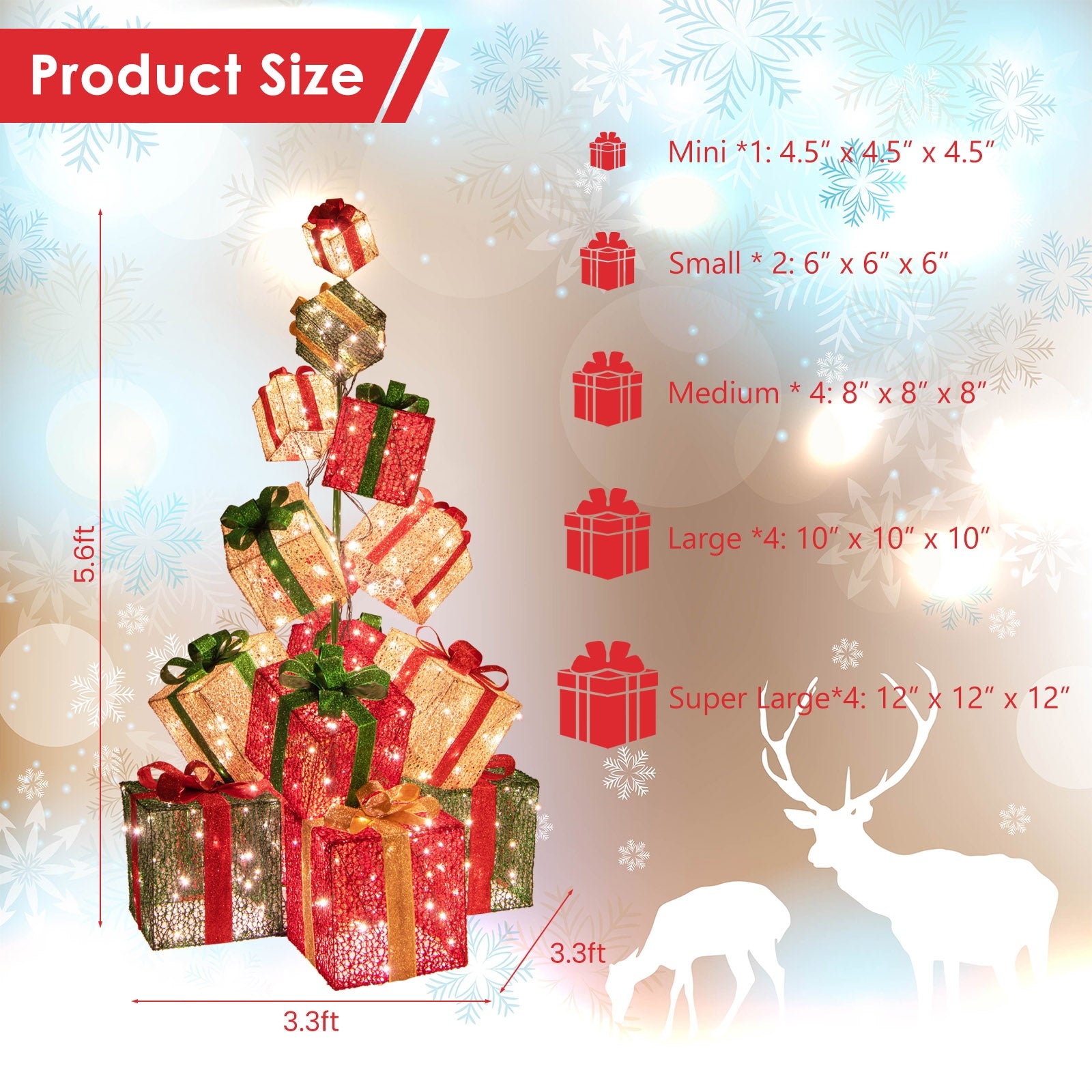 15 Stacked Lighted Christmas Gift Box Tower, 450 Warm White Lights, Multicolor Christmas Decor & Accessories at Gallery Canada