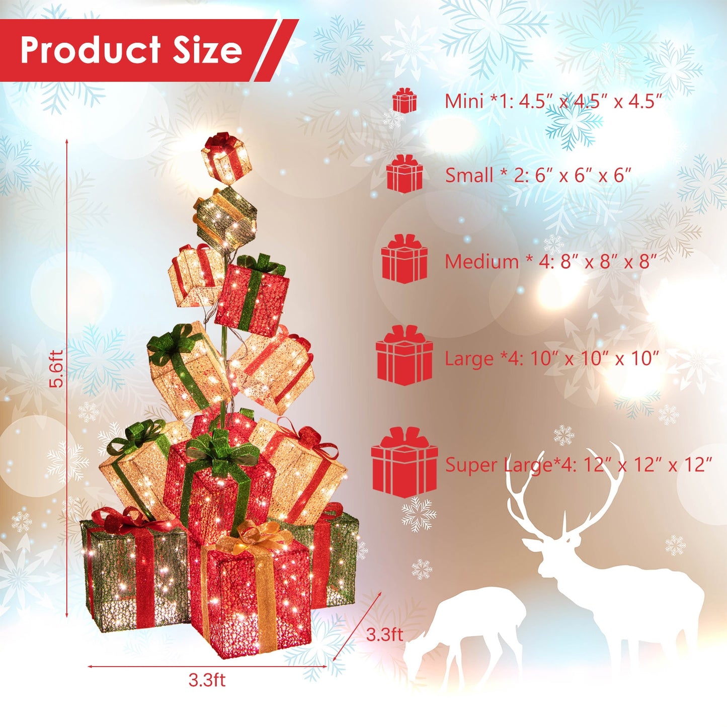 15 Stacked Lighted Christmas Gift Box Tower, 450 Warm White Lights, Multicolor Christmas Decor & Accessories at Gallery Canada