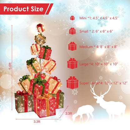 15 Stacked Lighted Christmas Gift Box Tower, 450 Warm White Lights, Multicolor Christmas Decor & Accessories at Gallery Canada