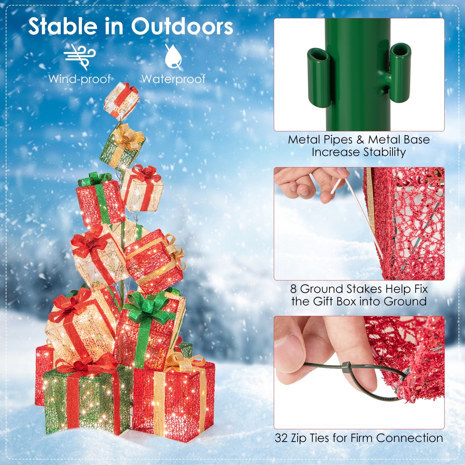 15 Stacked Lighted Christmas Gift Box Tower, 450 Warm White Lights, Multicolor Christmas Decor & Accessories at Gallery Canada